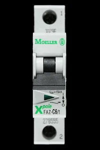 MOELLER 6 AMP CURVE C 10kA MCB CIRCUIT BREAKER XPOLE FAZ-C6/1 - Picture 1 of 6