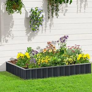 Outsunny 2.6m x 0.9m Black Metal Raised Garden Growing Vegetables Planter - Picture 1 of 7