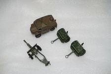 dinky artillery tractor, 2 trailers, gun