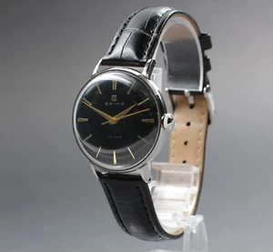 Reloj para hombre Seiko Super S14009 vintage 1957 negro cuerda manual raro reparado OH - Imagen 1 de 11