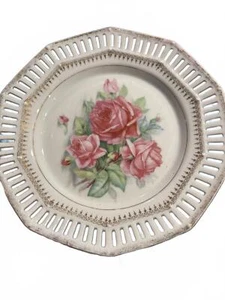 Elegant Vintage Octagonal Floral Plate - Picture 1 of 2