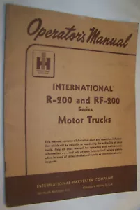 1955 VINTAGE INTERNATIONAL HARVESTER R200 RF200 MOTOR LKW BEDIENUNGSANLEITUNG - Bild 1 von 8