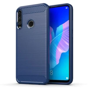 Etui Komórka Ochrona do Huawei P40 Lite E Case Cover Bumper Wygląd włókna węglowego Niebieskie - Zdjęcie 1 z 2