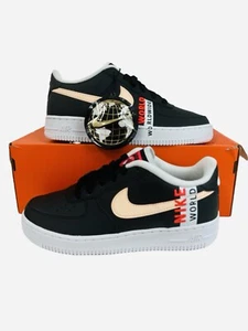 Nike Air Force 1 LV8 1 GS Worldwide Black CN8536-001 Sneakers Size 5.5Y/Wmn Sz 7 - Picture 1 of 13