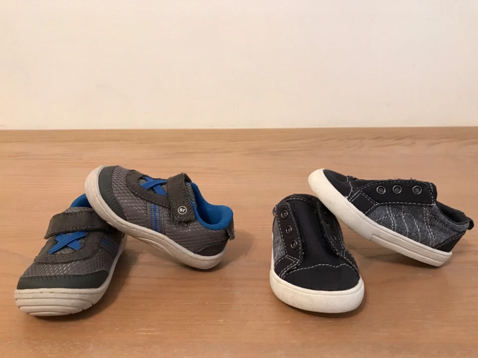 Stride Rite, Wonder Nation Infant Boys Shoes 2 Pair Blue & Gray Size 4 - Image 1 of 4