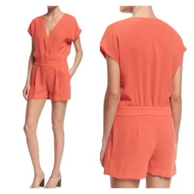Mameluco Diane von Furstenberg Emerson Crepe Surplice, Ocean Coral Talla 6 Foto 1 de 4