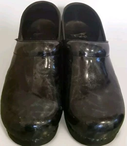 Dansko Professional Clog Green & Black Metallic Patent Leather Clogs Sz 38 - Picture 1 of 13