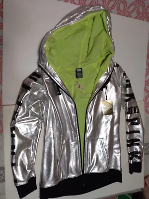 Chaqueta Victorias Secret ROSA Desfile de Moda Plateada Metálica Talla Pequeña Nueva con Etiquetas Foto 1 de 4