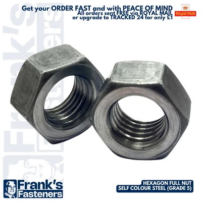 1/4" 5/16" 3/8" 7/16" 1/2" UNC UNF SECHSKANT VOLLMUTTER GRADE5 8.8 SELBSTFÄRBENDER STAHL - Bild 1 von 4