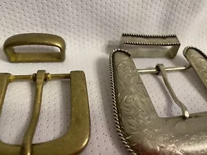 German Silver and Brass Belt Buckles - Picture 1 of 13