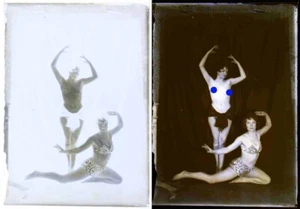 photo NEGATIF verre NU EROTIQUE  1900  / 13 x 17.5 cm / 40 /  risque sexy nude - Imagen 1 de 3