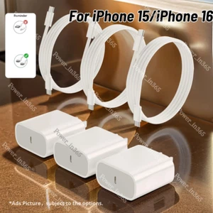 20W Fast Charger Block USB C Type C Cable For iPhone 15 16 Pro Max Plus Samsung - Picture 1 of 18