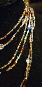 Necklace Set Of 2 Seed Bead Multi Colored GLASS Beaded Hand Crafted 40" LONG - Picture 1 of 8