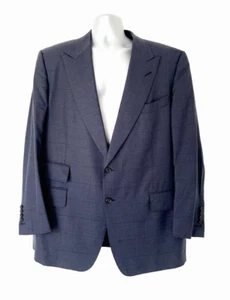 TOM FORD NAVY CHECK WOOL 2016 2 PIECE SUIT SIZE 56R 46'' CHEST + (40''W X 30''L) - Picture 1 of 19