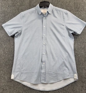 International Report 4 Way Stretch Shirt Mens M Blue Geometric Button Down Golf - Picture 1 of 10