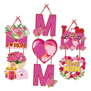 Mother's Day Decorations Door Hanging, I Love Mom Happy Mother's Day Party - Picture 1 of 8