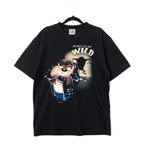 Vintage Taz “Born To Be Wild” Tee 1997 Top Heavy AU Made M Black Looney Tunes - Picture 1 of 11