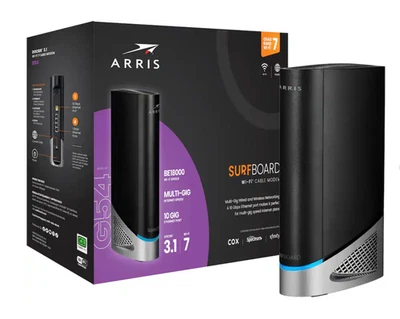 ARRIS G54 Wi-Fi 7 Cable Modem Router Combo-DOCSIS 3.1 Quad Band 10 GiG Ethernet - Image 1 of 4