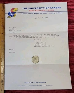 MATT DOHERTY UNIV. KANSAS BASKETBALL NCAA  coach Autograph Auto singed letter - Picture 1 of 8