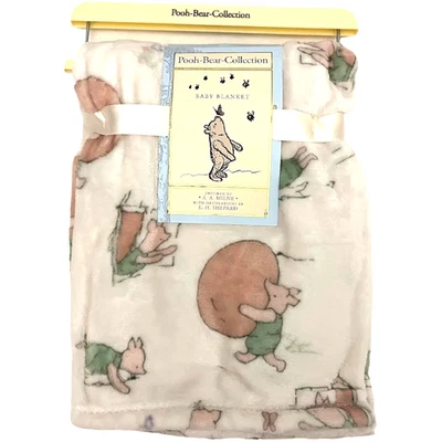 Winnie The Pooh Bear Collection Piglet Baby Blanket Balloon Beige Classic NWT - Image 1 of 3