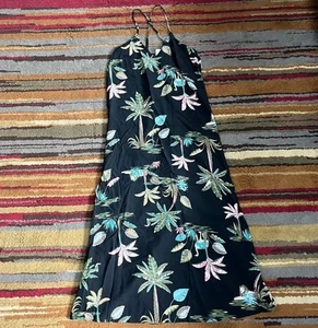 Old Navy Maxi Dress Women’s Size Petite Small Black Tropical Floral Hawaiian  - Picture 1 of 13