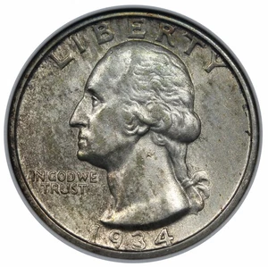 1934 Washington Quarter, Doubled Die Obverse, Die 2, ANACS (OH) AU50 - Bild 1 von 4