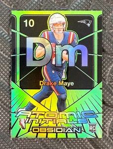 2024 Panini Obsidian Atomic Initials Green #13 Drake Maye Rookie 5/5 Bookend SSP - Picture 1 of 6