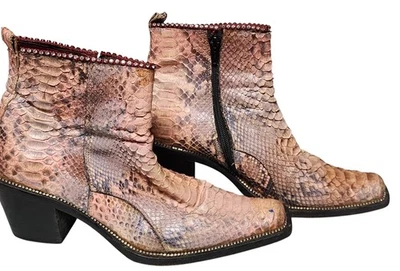 Gianni Barbato Python 踝靴复古尺寸 EU 38 意大利制造设计师 — 第 1/4 张图片