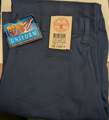 Uniforme Oficial BSA Cub Scout Pantalones Azules Talla 14 Cintura 27 x 32" Nuevo con Etiquetas Poli Algodón Foto 1 de 4