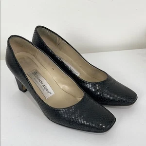 Etienne Aigner Women’s 6 Pumps Black Snakeskin Block Heel Valencia Vintage - Picture 1 of 9