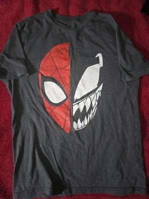 Marvel Boys Spiderman & Venom Split Face Black T-Shirt  Sz XL (14/16)  - Image 1 of 4