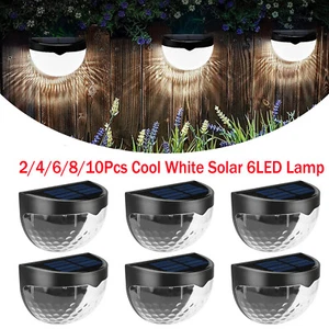 2-10 Pack Solar 6-LED Wall Light Garden Fence Yard Decor Street Lamps Waterproof - Picture 1 of 12