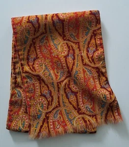 Vintage Men's Fringed Paisley Patterned Wool Scarf (433E) - Picture 1 of 2