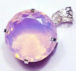 Natural 95.85 Ct Bi-Color Opal 925 Solid Silver Pendant Round Loose Gemstone - Picture 1 of 6