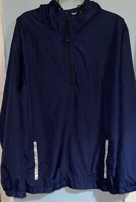 Cortavientos para hombre Pro Spirit con capucha manga larga cuarto cremallera azul marino talla mediana Foto 1 de 4