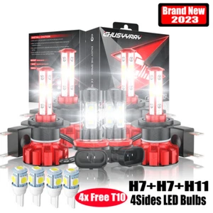 4Side LED Headlight Combo H7+H7+H11 High Low Beam+Fog Light 6x Bulbs Kit 6000K - Bild 1 von 24