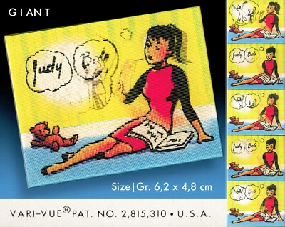 VARI VUE - USA 1 x VARI VUE GIANT KAUGUMMI SAMMEL WACKELBILD RARITÄT USA 1960er LENTICULAR