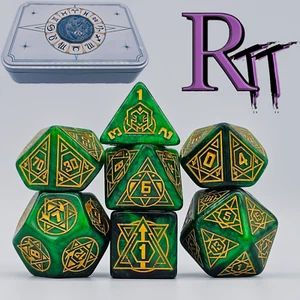 Green Star Constellation Resin DND Dice Set Polyhedral Dungeons and Dragons MTG - Picture 1 of 7