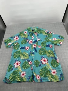 Club Room Hawaiian Shirt XL 100% Linen Floral Palm Leaves Aloha Camp Vacation - Picture 1 of 8