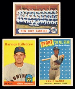 1957 TOPPS 95 NEW YORK YANKEE 1958 288 HARMON KILLEBREW 482 ERNIE BANKS ALL-STAR