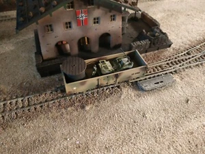 ROCO, WWII MILITARY WAGON WITH A TRUCK LOADED,  SCALE H0 - Picture 1 of 8