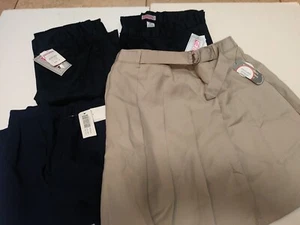 Lot of 3 School Uniform Navy Blue Pants & 1 Khaki Skirt Size 18 18.5 Genuine + - Picture 1 of 4