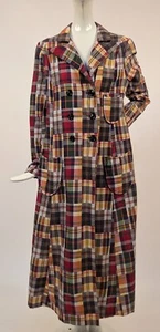 BUS STOP VINTAGE 1970’S MADRAS COTTON TRENCH COAT W ROUNDED POCKETS - Picture 1 of 7