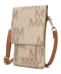 Beige Signature 'M' Phone Cellphone Crossbody MKF Collection by Mia K. Beige - Picture 1 of 4