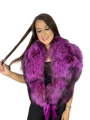 Extra Wide Silver Fox Fur Shawl 47" (120cm) Saga Furs Stole Big Fur Collar Scarf - Image 1 of 4