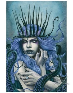 Gothic Fantasy Art LUXE PRINT Sea Witch Tentacles Cecaelia Ursula Teal Purple - Imagen 1 de 1