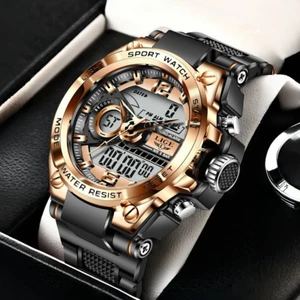 LIGE Men's Watch Waterproof LED Analog & Digital Date Week Sport Boys Wristwatch - Picture 1 of 13