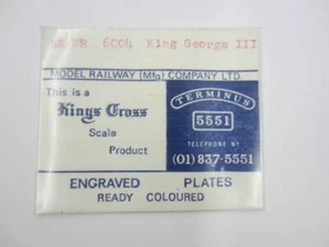 Placas de cabina de latón modelo Railway Kings Cross 6004 KING GEORGE III 4 mm - Imagen 1 de 2