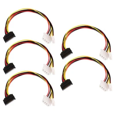 5x 12" SATA Serial ATA 15Pin Male to Molex 4Pin + 4Pin Floppy Female Power Cable - Image 1 of 2