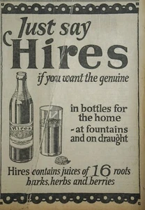 1920 Detroit Zeitungsseite - Vintage Just Say Hires Root Beer Anzeige - Bild 1 von 2